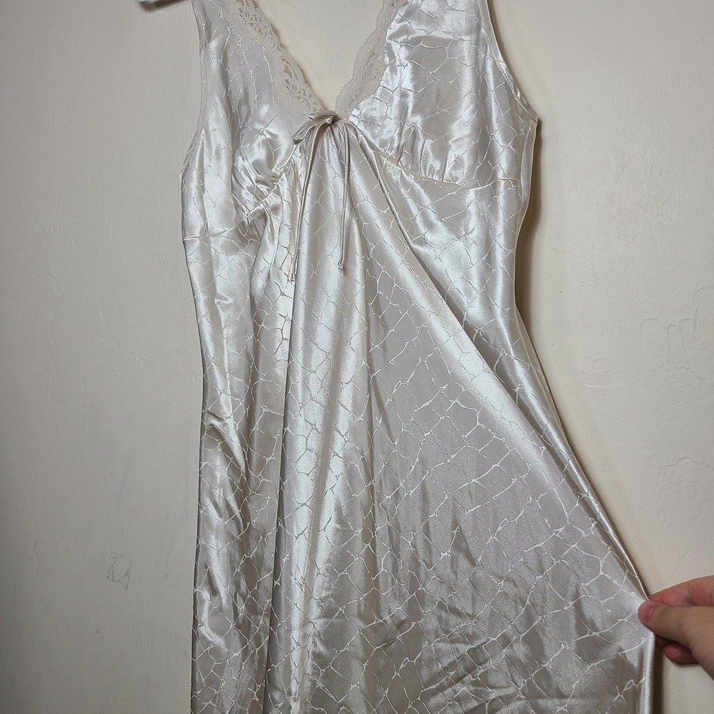 Vtg Ivory Lace Babydoll Maxi Slip Gown Set M Chemise Quiet Lux‎ Coquette Bridal - Picture 2 of 16